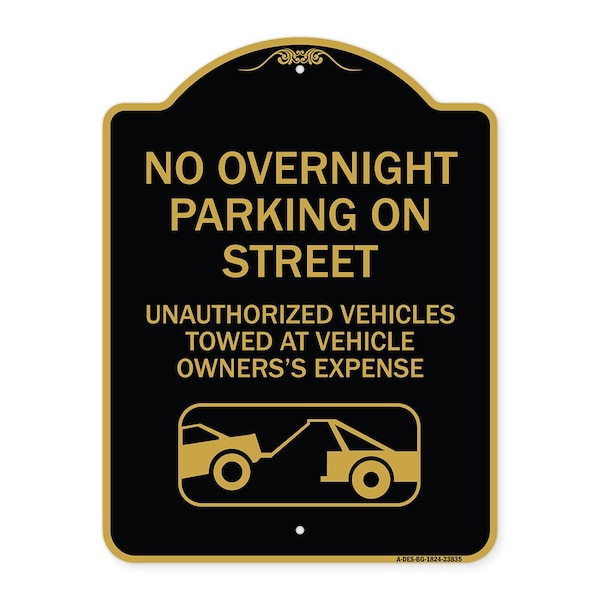 Signmission No Overnight Parking on Street Unauthorized Vehicles Towed at Vehicle Owners Expense, BG-1824-23835 A-DES-BG-1824-23835 - main